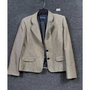 Evan Picone Blazer Suit Jacket Womens 16 Gold Check Two Button Casual Career